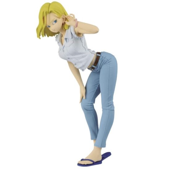 figura de Androide 18 Camiseta Blanca Glitter Glamours de Banpresto